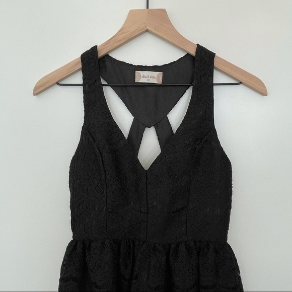 Altar’d State Black Cut Out Mini Dress Lace Strappy Fit N Flare Sleeveless XS - Picture 2 of 12